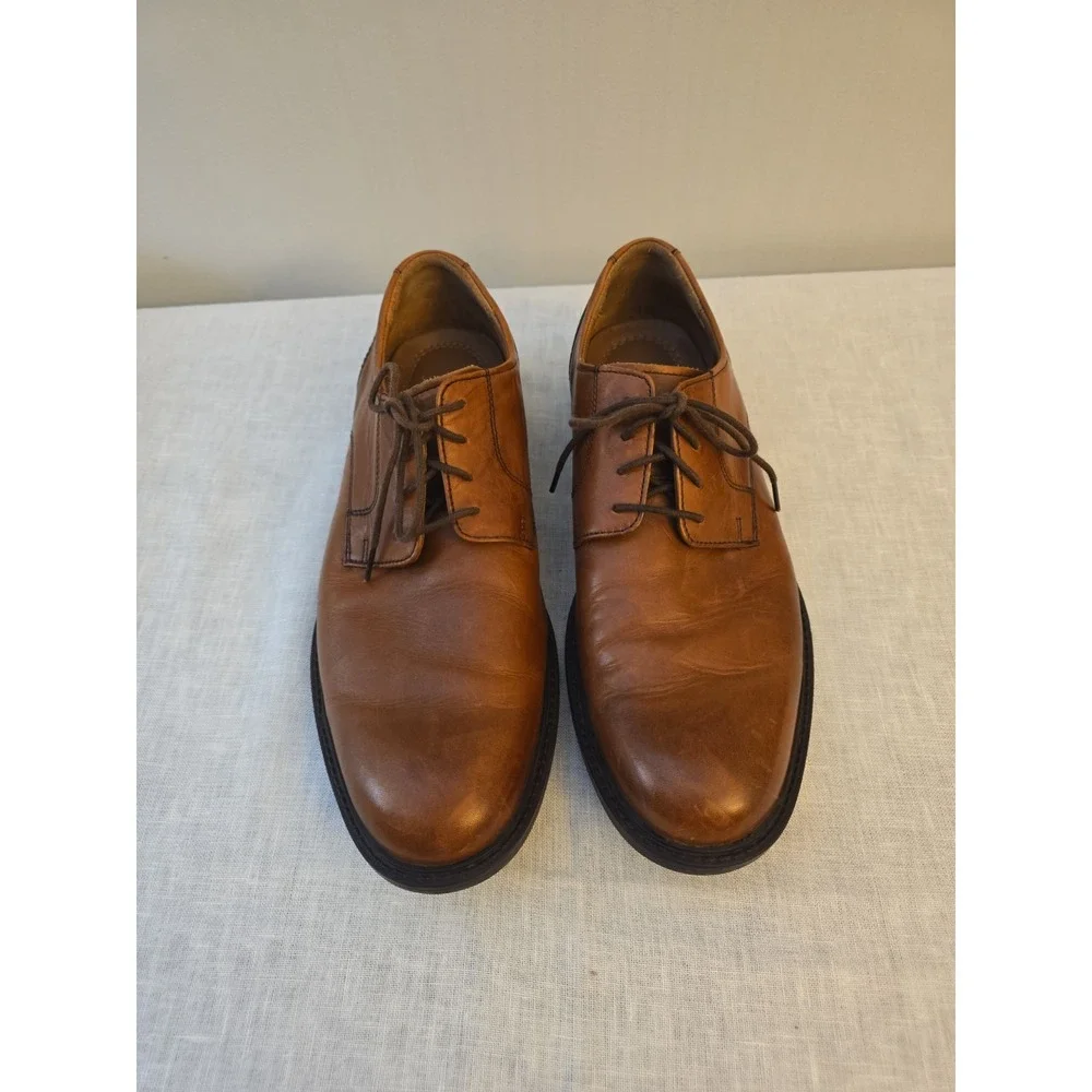 Johnston & Murphy Men's Lace Up Oxford Brown/Tan Plain Toe Shoe Size 10.5 M
